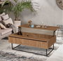 Hanah Home Mesa de Centro Multiusos 2 Niveles Industrial Nogal y Negro Tablero Melaminado Metal 120x60x43 cm